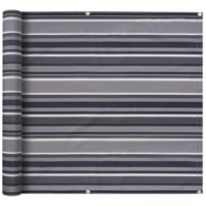 VidaXL Balcony Screen Oxford Fabric 75x400 cm Stripe Grey