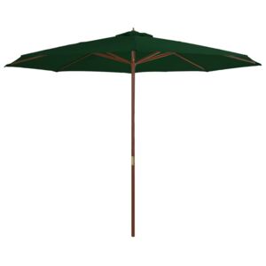 VidaXL Outdoor Parasol with Wooden Pole 350 cm Green