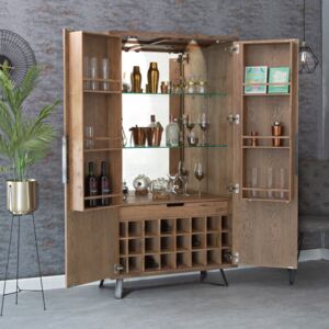Industrial Oak Extra Large Tall Drinks Cabinet