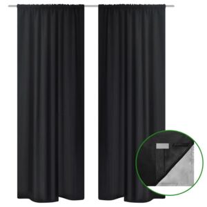 VidaXL 2 pcs Black Energy-saving Blackout Curtains Double Layer 140 x 245 cm