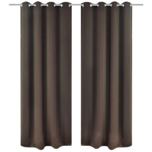 VidaXL 2 pcs Brown Blackout Curtains with Metal Rings 135 x 245 cm