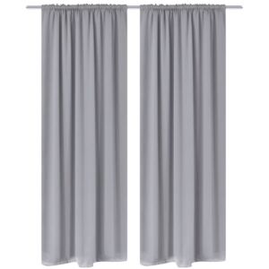 VidaXL 2 pcs Grey Slot-Headed Blackout Curtains 135 x 245 cm