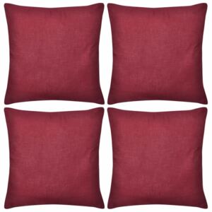 VidaXL 4 Burgundy Cushion Covers Cotton 50 x 50 cm