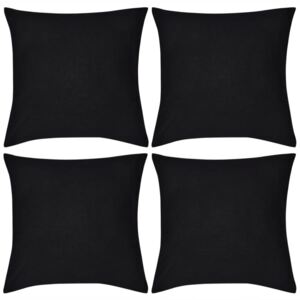 VidaXL 4 Black Cushion Covers Cotton 40 x 40 cm
