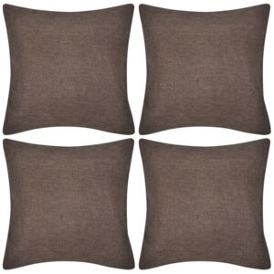VidaXL 4 Brown Cushion Covers Linen-look 40 x 40 cm