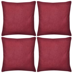 VidaXL 4 Burgundy Cushion Covers Cotton 80 x 80 cm