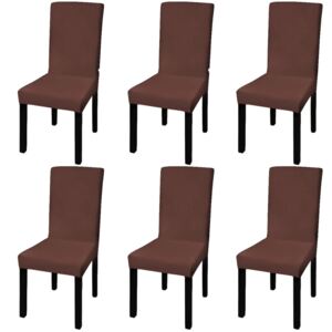 VidaXL Straight Stretchable Chair Cover 6 pcs Brown