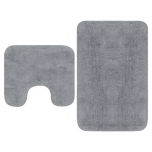 VidaXL Bathroom Mat Set 2 Pieces Fabric Grey