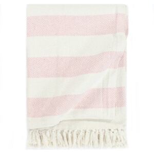 VidaXL Throw Cotton Stripe 125x150 cm Old Pink