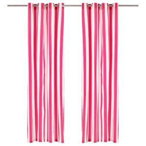 VidaXL Curtains with Metal Rings 2 pcs Fabric 140x225 cm Pink Stripe