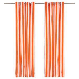 VidaXL Curtains with Metal Rings 2 pcs Fabric 140x225 cm Orange Stripe
