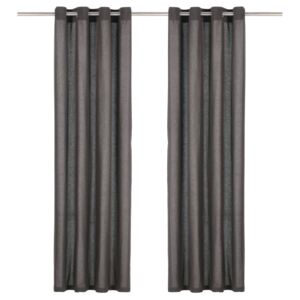 VidaXL Curtains with Metal Rings 2 pcs Cotton 140x175 cm Anthracite