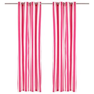 VidaXL Curtains with Metal Rings 2 pcs Fabric 140x245 cm Pink Stripe