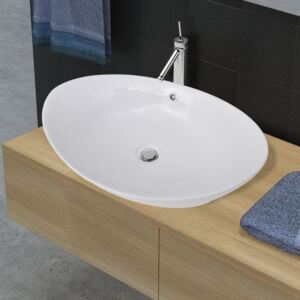 VidaXL Luxury Ceramic Basin Oval with Overflow 59 x 38,5 cm