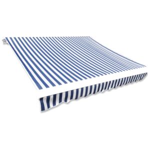VidaXL Awning Top Sunshade Canvas Blue & White 4x3m (Frame Not Included)