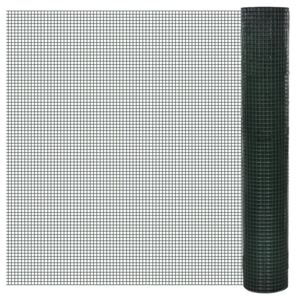 VidaXL Chicken Wire Fence Galvanised with PVC Coating 10x1 m Green