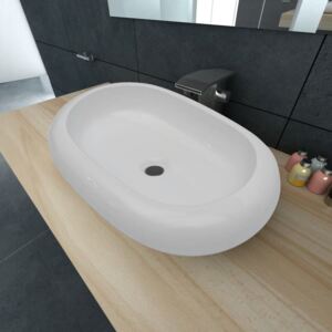 VidaXL Luxury Ceramic Basin Oval-shaped Sink White 63 x 42 cm