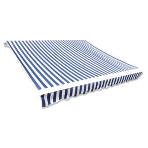 VidaXL Awning Top Sunshade Canvas Blue & White 3 x 2,5m (Frame Not Included)
