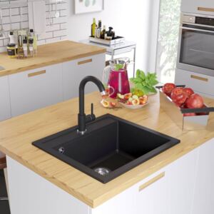VidaXL Granite Kitchen Sink Single Basin Black