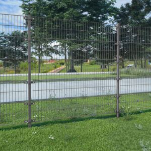 VidaXL Fence Panel with Posts Powder-coated Iron 6x1.6 m Anthracite