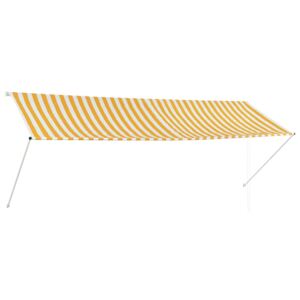 VidaXL Retractable Awning 350x150 cm Yellow and White