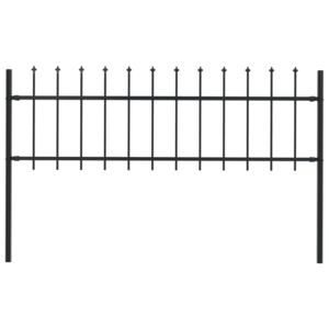 VidaXL Garden Fence with Spear Top Steel 1.7x0.6 m Black