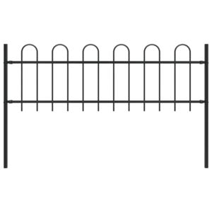 VidaXL Garden Fence with Hoop Top Steel 1.7x0.6 m Black