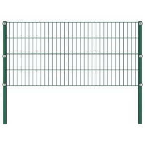 VidaXL Fence Panel with Posts Iron 1.7x0.8 m Green