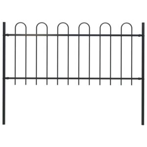 VidaXL Garden Fence with Hoop Top Steel 1.7x1 m Black