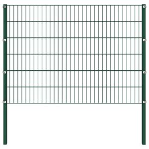 VidaXL Fence Panel with Posts Iron 1.7x1.2 m Green