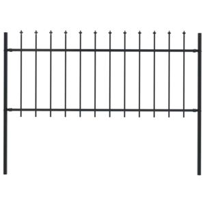 VidaXL Garden Fence with Spear Top Steel 1.7x0.8 m Black