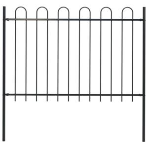 VidaXL Garden Fence with Hoop Top Steel 1.7x1.2 m Black