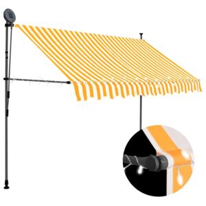 VidaXL Manual Retractable Awning with LED 250 cm White and Orange