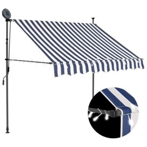 VidaXL Manual Retractable Awning with LED 150 cm Blue and White