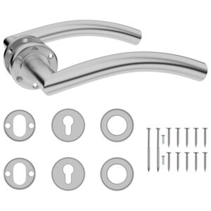 VidaXL Curved Door Handle Set with PZ Profile Cylinder Stainless Steel