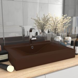 VidaXL Luxury Basin with Faucet Hole Matt Dark Brown 60x46 cm Ceramic