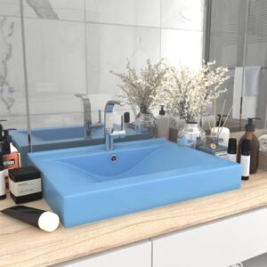 VidaXL Luxury Basin with Faucet Hole Matt Light Blue 60x46 cm Ceramic