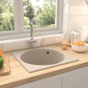 VidaXL Kitchen Sink with Overflow Hole Beige Granite