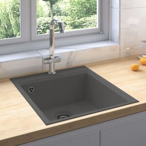 VidaXL Kitchen Sink with Overflow Hole Grey Granite
