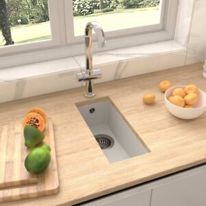 VidaXL Kitchen Sink with Overflow Hole White Granite