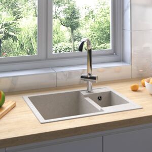 VidaXL Kitchen Sink with Overflow Hole Double Basins Beige Granite