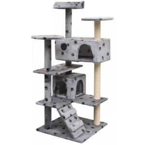 VidaXL Cat Tree with Sisal Scratching Posts 125 cm Paw Prints Grey