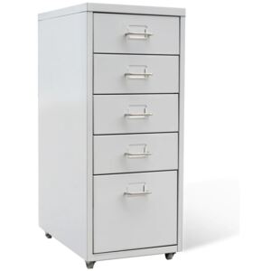 VidaXL File Cabinet with 5 Drawers Grey 68.5 cm Steel