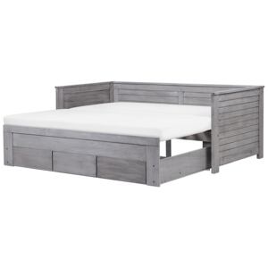 Bed Frame with Storage Grey Rubberwood EU Single to Super King Size 6ft Guest Bed Beliani