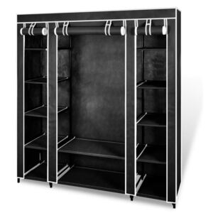 VidaXL Fabric Wardrobe with Compartments and Rods 45x150x176 cm Black