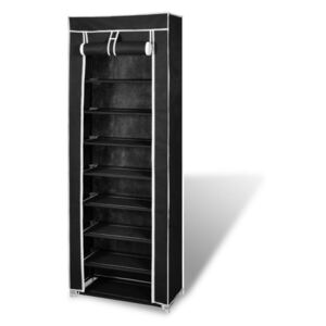 VidaXL Fabric Shoe Cabinet with Cover 162 x 57 x 29 cm Black