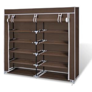 VidaXL Fabric Shoe Cabinet with Cover 115 x 28 x 110 cm Brown