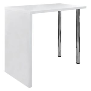 VidaXL Bar Table MDF with 2 Steel Legs High Gloss White