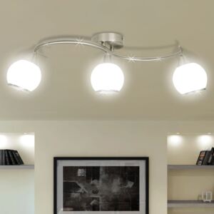 VidaXL Ceiling Lamp with Glass Shades on Waving Rail for 3 E14 Bulb