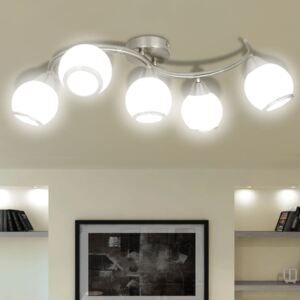 VidaXL Ceiling Lamp with Glass Shades on Waving Rail for 5 E14 Bulb